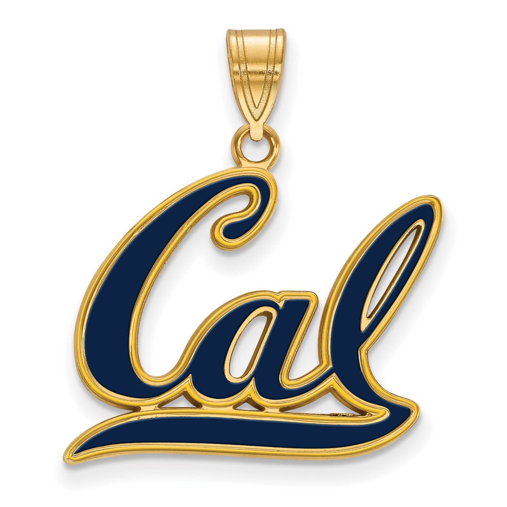 14K Gold Plated Silver U. of California Berkeley LG Enamel Cal Pendant, Item P33651 by The Black Bow Jewelry Co.