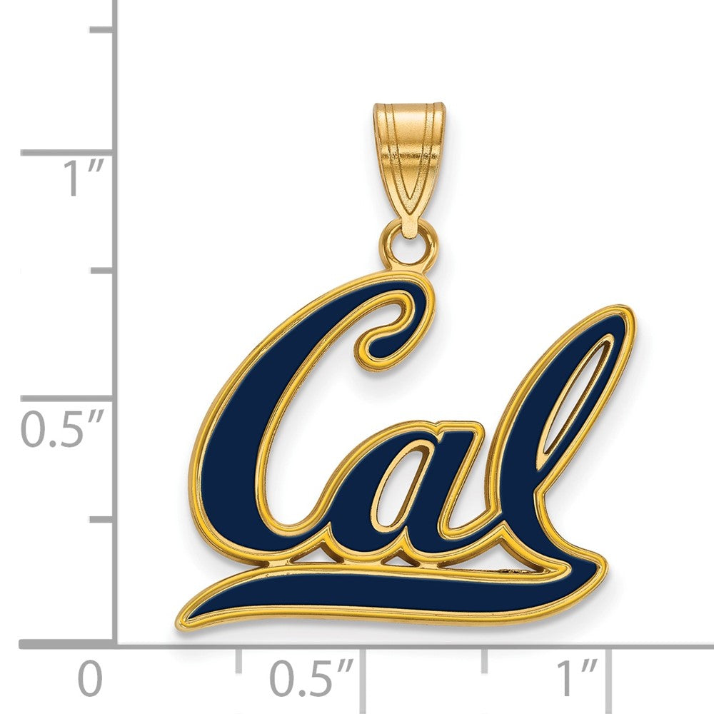 Alternate view of the 14K Gold Plated Silver U. of California Berkeley LG Enamel Cal Pendant by The Black Bow Jewelry Co.