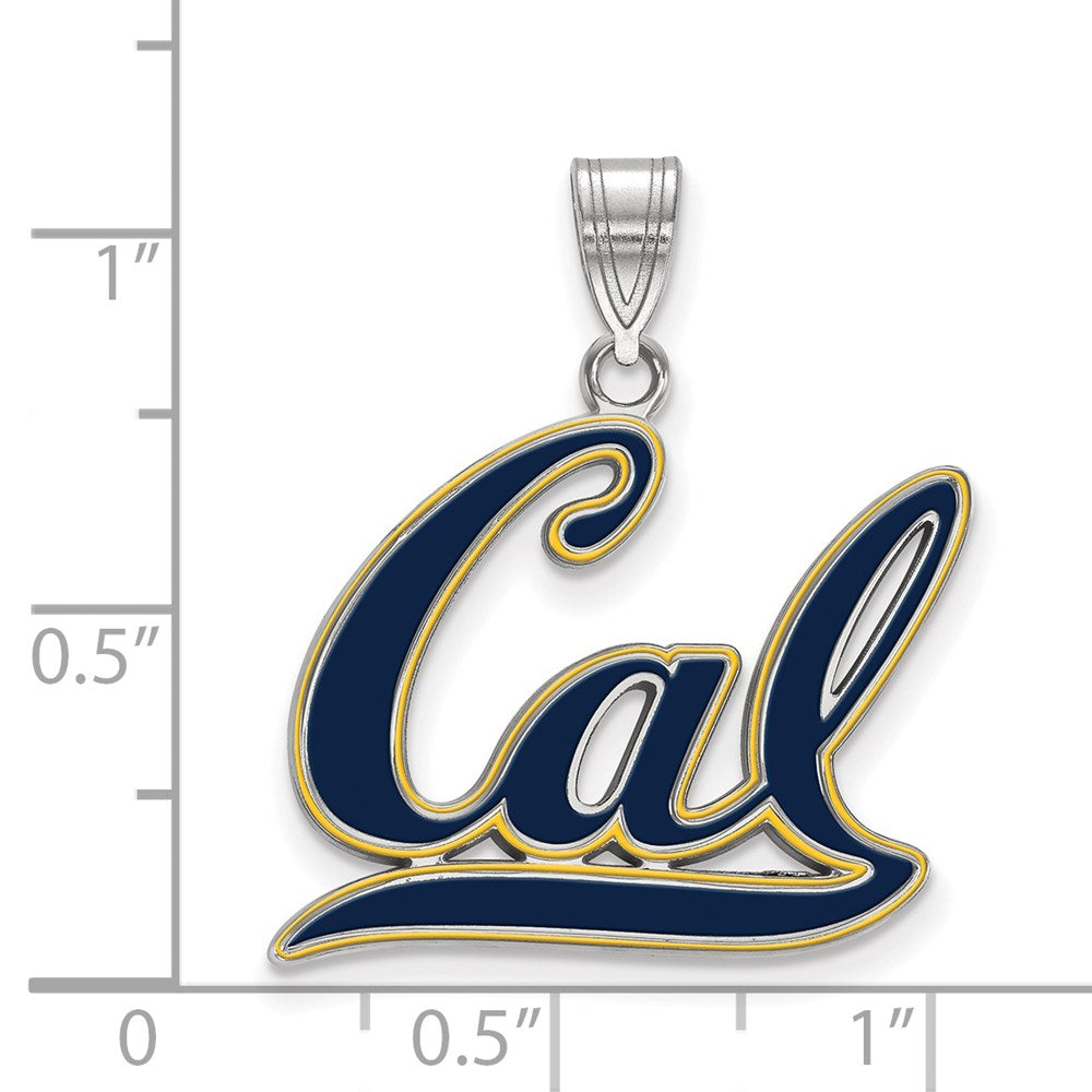 Alternate view of the Sterling Silver U. of California Berkeley Large Enamel Cal Pendant by The Black Bow Jewelry Co.