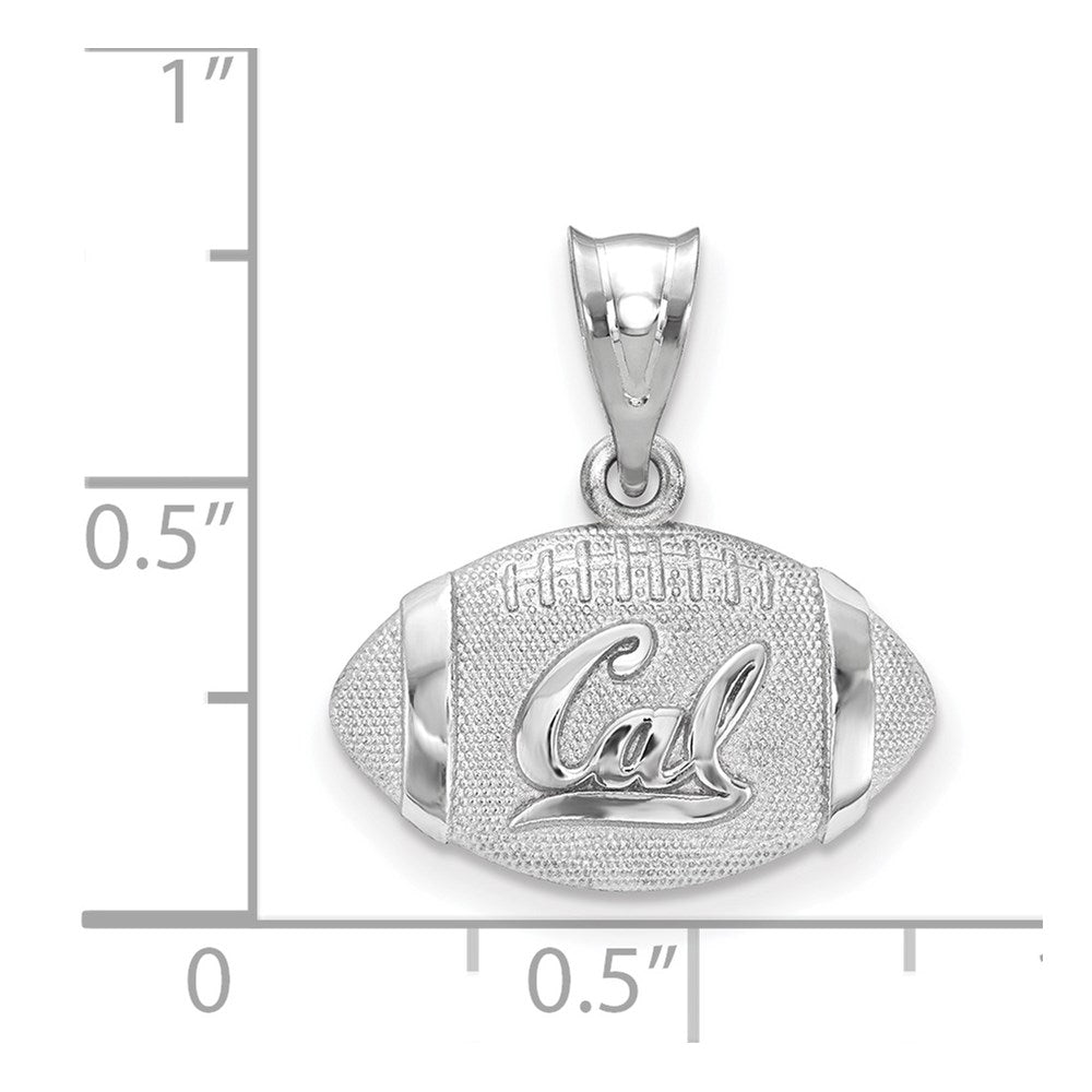 Alternate view of the Sterling Silver U. of California Berkeley MD Domed Football Pendant by The Black Bow Jewelry Co.