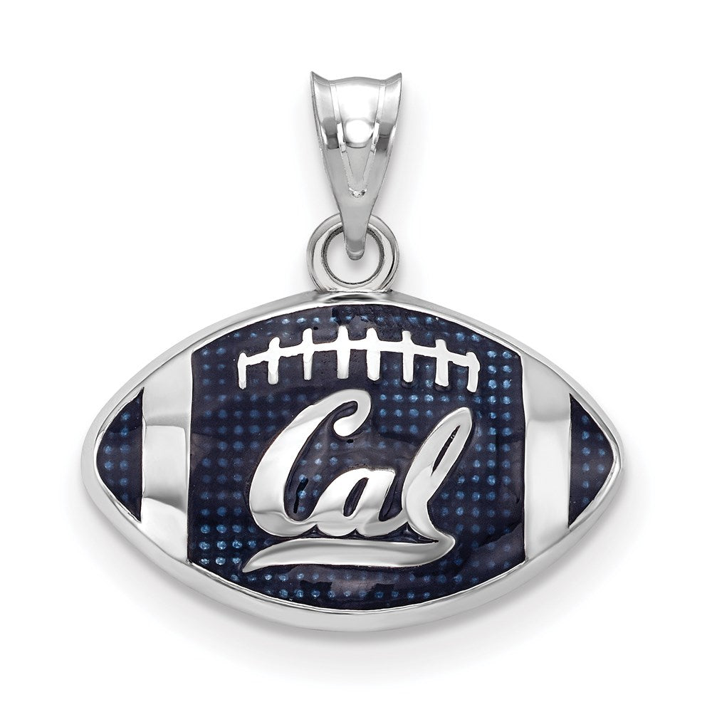 Sterling Silver U. of California Berkeley SM Enamel Football Pendant, Item P33654 by The Black Bow Jewelry Co.