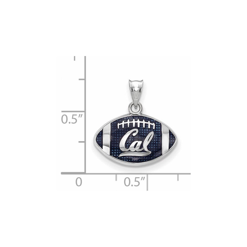 Alternate view of the Sterling Silver U. of California Berkeley SM Enamel Football Pendant by The Black Bow Jewelry Co.