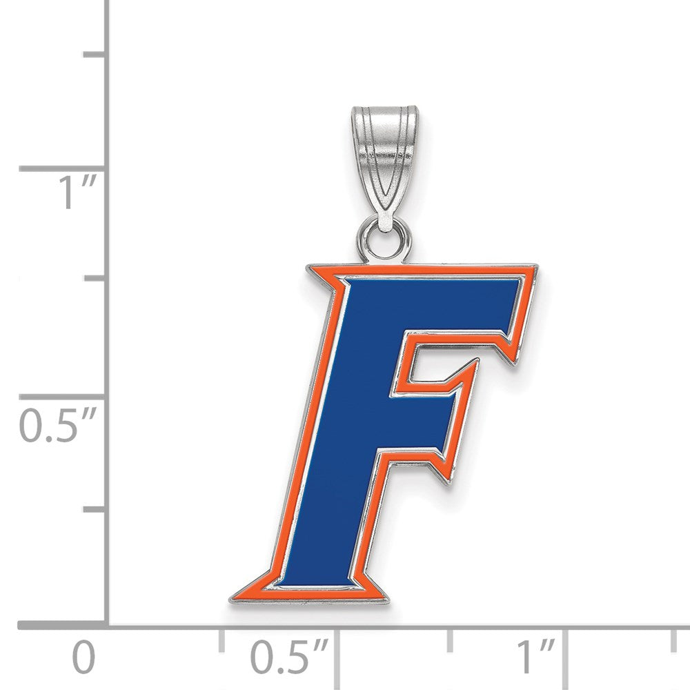 Alternate view of the Sterling Silver Rhodium Plated U. of Florida Large Enamel 'F' Pendant by The Black Bow Jewelry Co.