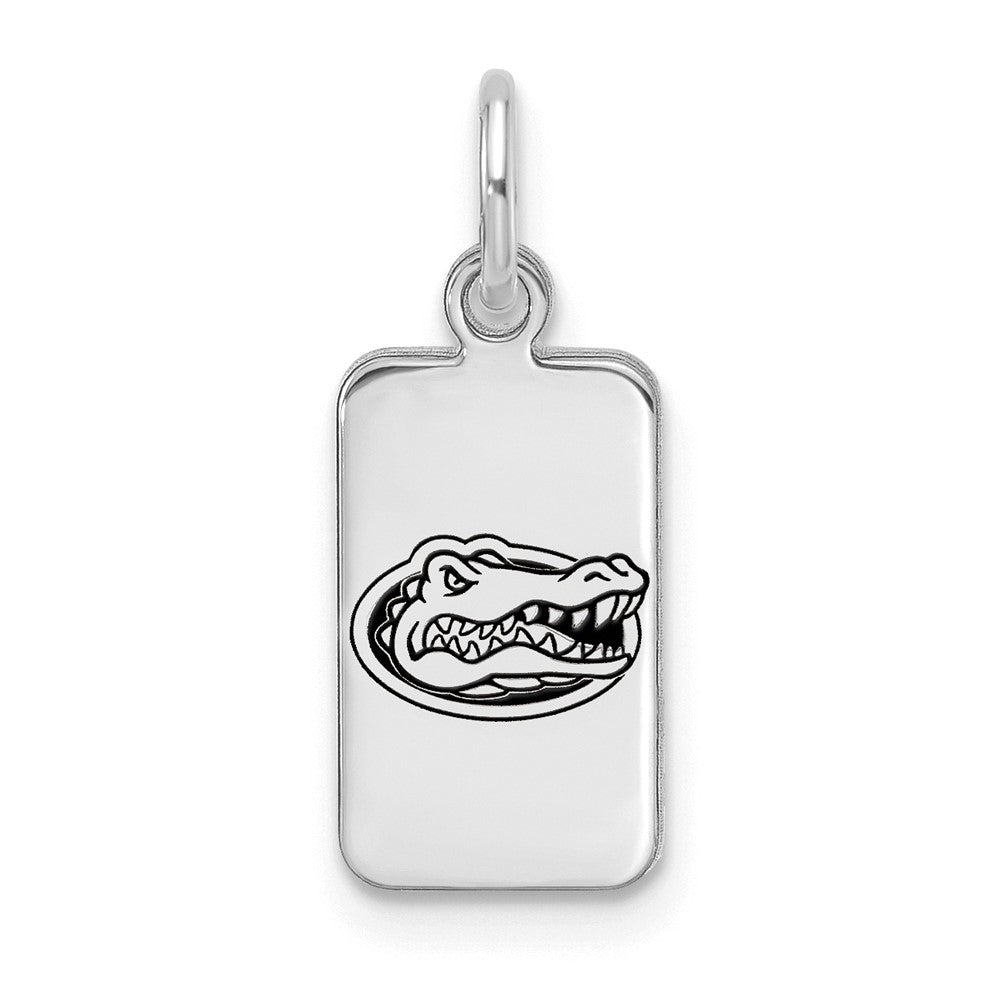 Sterling Silver Rhodium Plated U of Florida XS (Tiny) Enamel Tag Charm, Item P33658 by The Black Bow Jewelry Co.