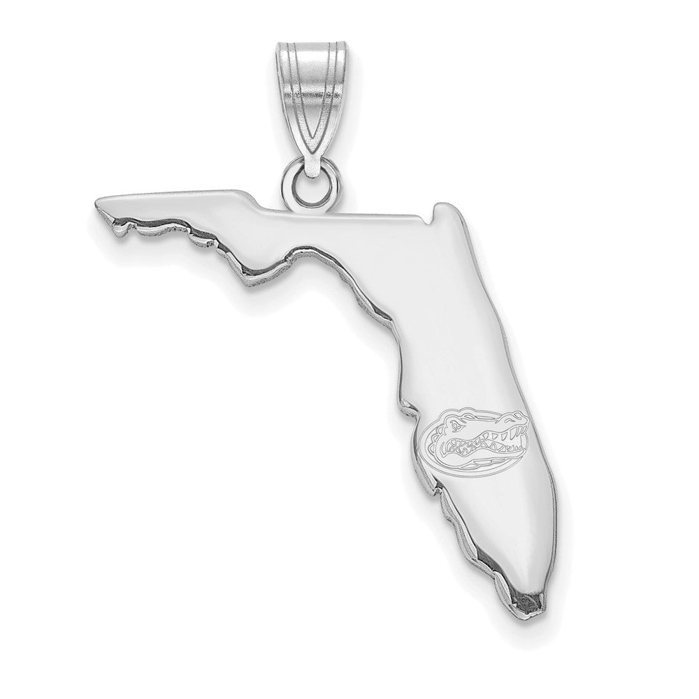 Sterling Silver Rhodium Plated University of Florida State Pendant, Item P33659 by The Black Bow Jewelry Co.