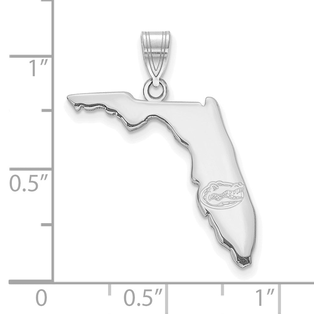 Alternate view of the Sterling Silver Rhodium Plated University of Florida State Pendant by The Black Bow Jewelry Co.