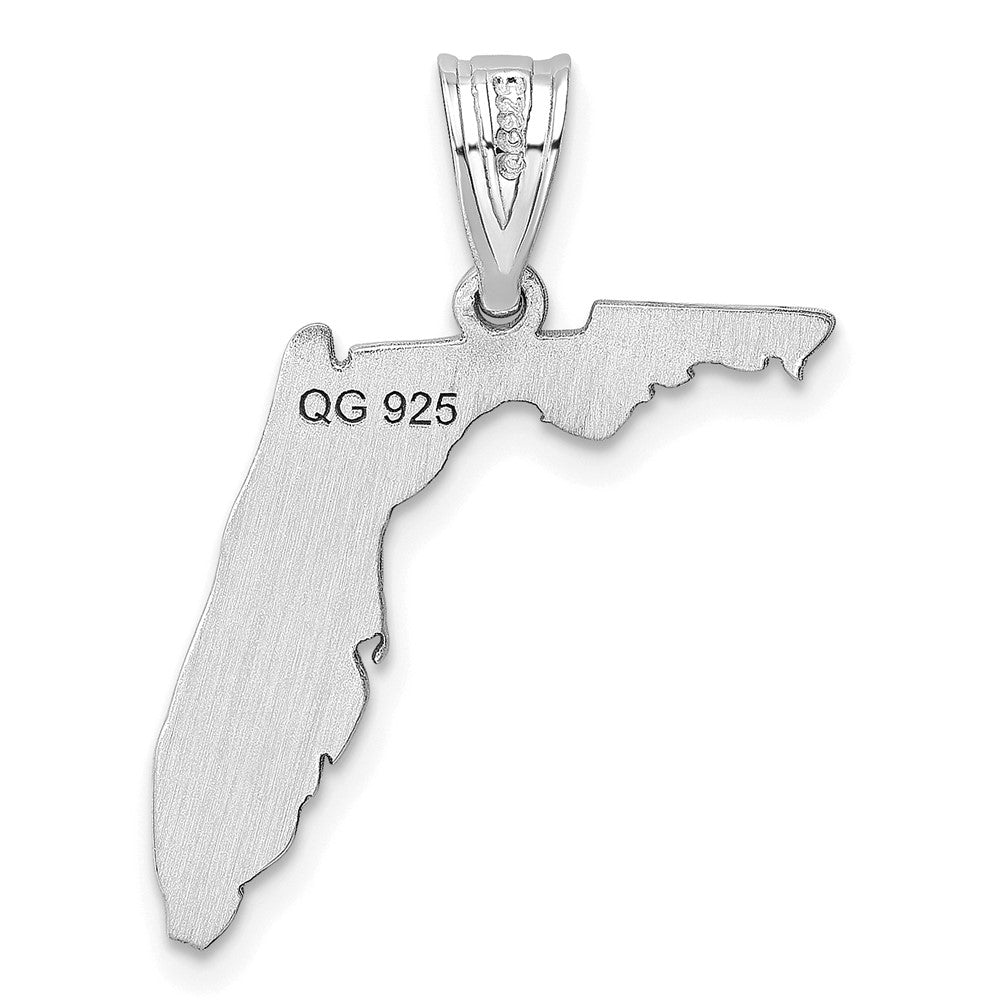 Alternate view of the Sterling Silver Rhodium Plated University of Florida State Pendant by The Black Bow Jewelry Co.