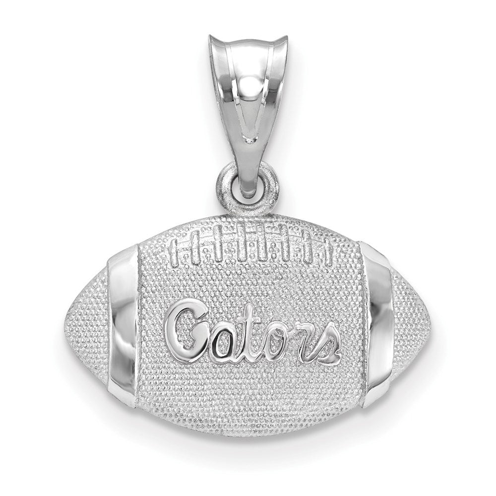 Sterling Silver U. of Florida Gators Medium Domed Football Pendant, Item P33660 by The Black Bow Jewelry Co.