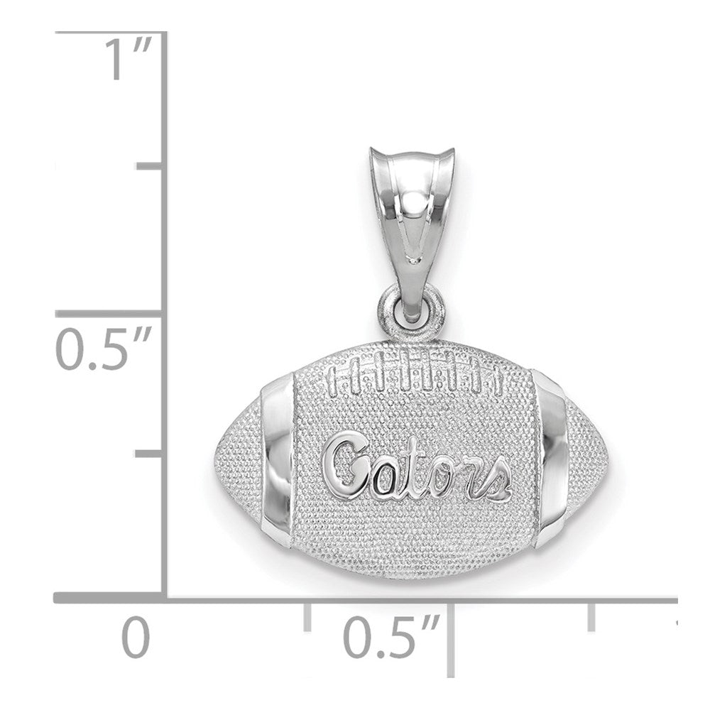Alternate view of the Sterling Silver U. of Florida Gators Medium Domed Football Pendant by The Black Bow Jewelry Co.