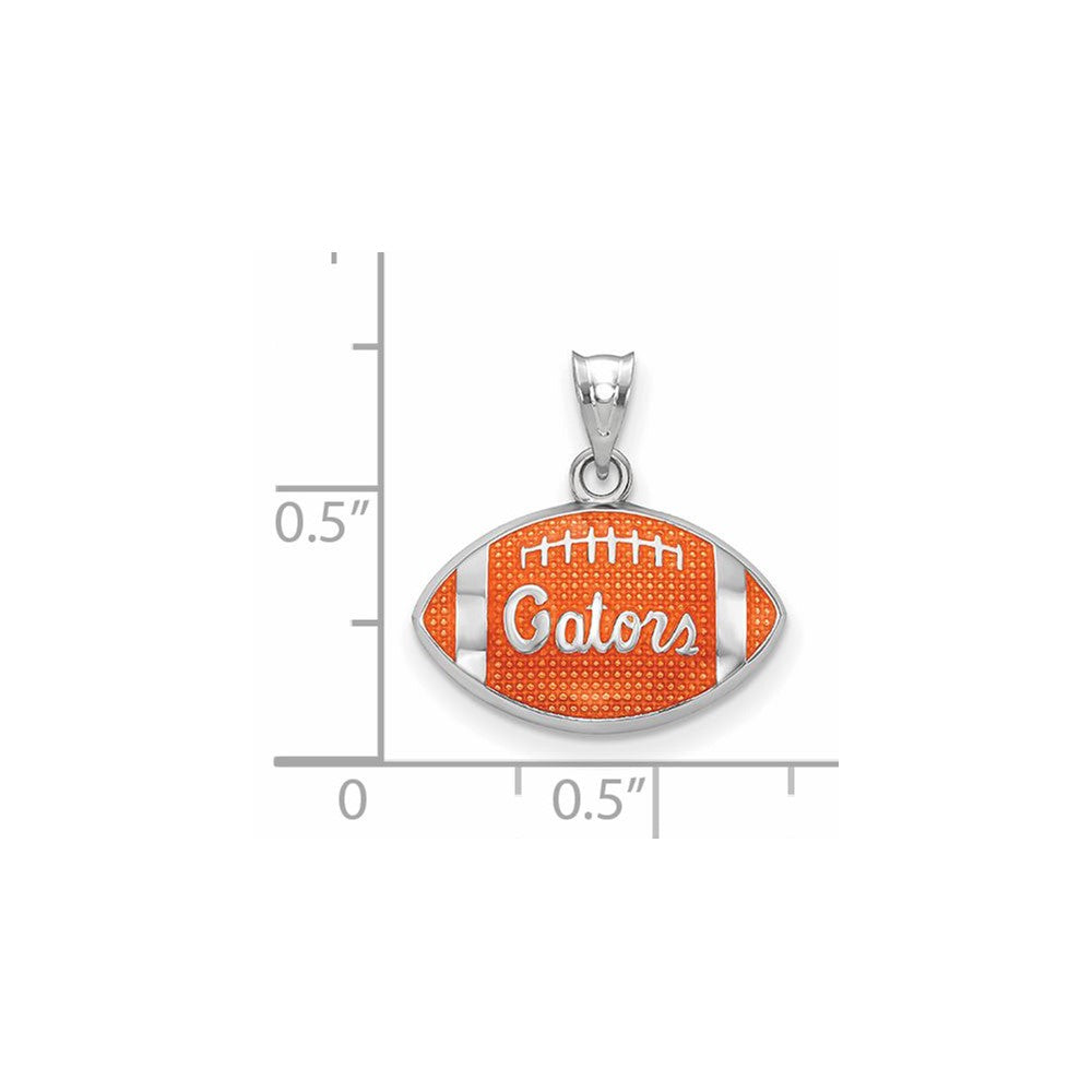Alternate view of the Sterling Silver Rhodium Plated U of Florida SM Enamel Football Pendant by The Black Bow Jewelry Co.