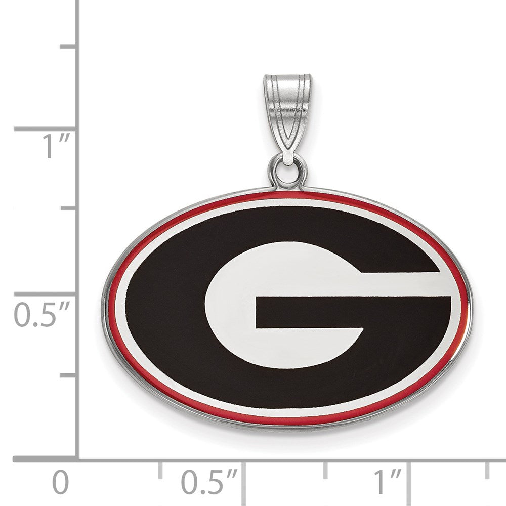 Alternate view of the Sterling Silver Rhodium Plated U. of Georgia Large Enamel 'G' Pendant by The Black Bow Jewelry Co.