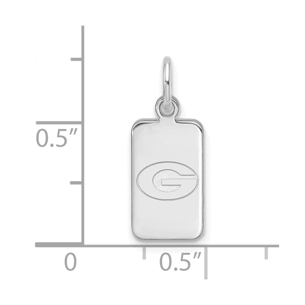 Alternate view of the Sterling Silver Rhodium Plated U. of Georgia XS (Tiny) Tag Charm by The Black Bow Jewelry Co.
