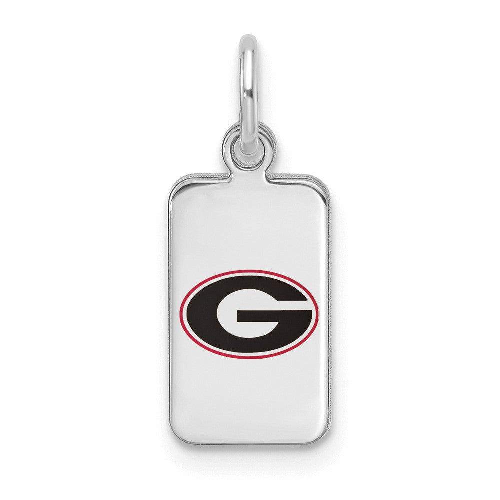 Sterling Silver Rhodium Plated U of Georgia XS (Tiny) Enamel Tag Charm, Item P33665 by The Black Bow Jewelry Co.