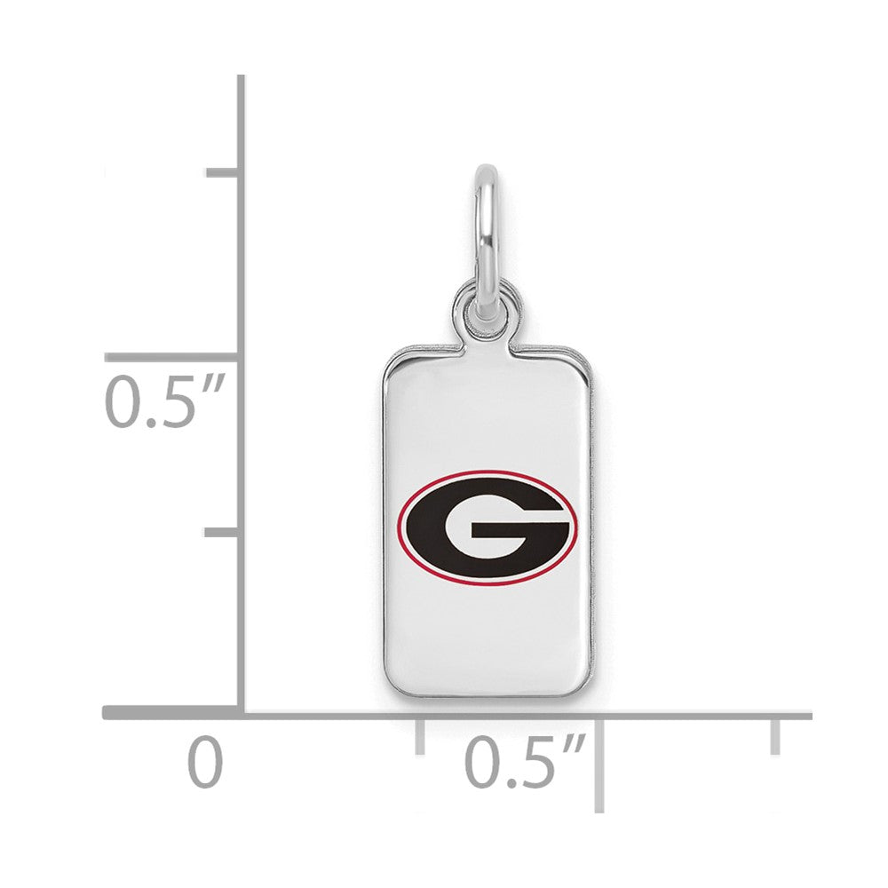 Alternate view of the Sterling Silver Rhodium Plated U of Georgia XS (Tiny) Enamel Tag Charm by The Black Bow Jewelry Co.