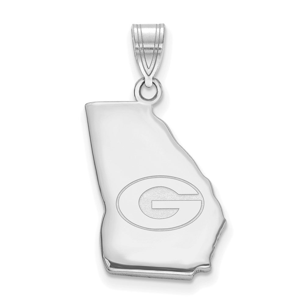 Sterling Silver Rhodium Plated University of Georgia MD State Pendant, Item P33666 by The Black Bow Jewelry Co.