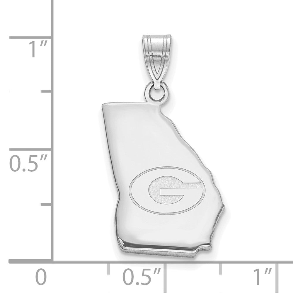 Alternate view of the Sterling Silver Rhodium Plated University of Georgia MD State Pendant by The Black Bow Jewelry Co.