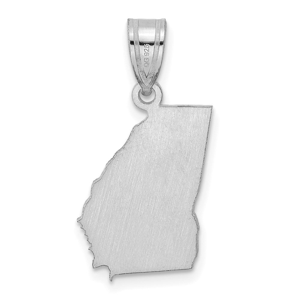 Alternate view of the Sterling Silver Rhodium Plated University of Georgia MD State Pendant by The Black Bow Jewelry Co.