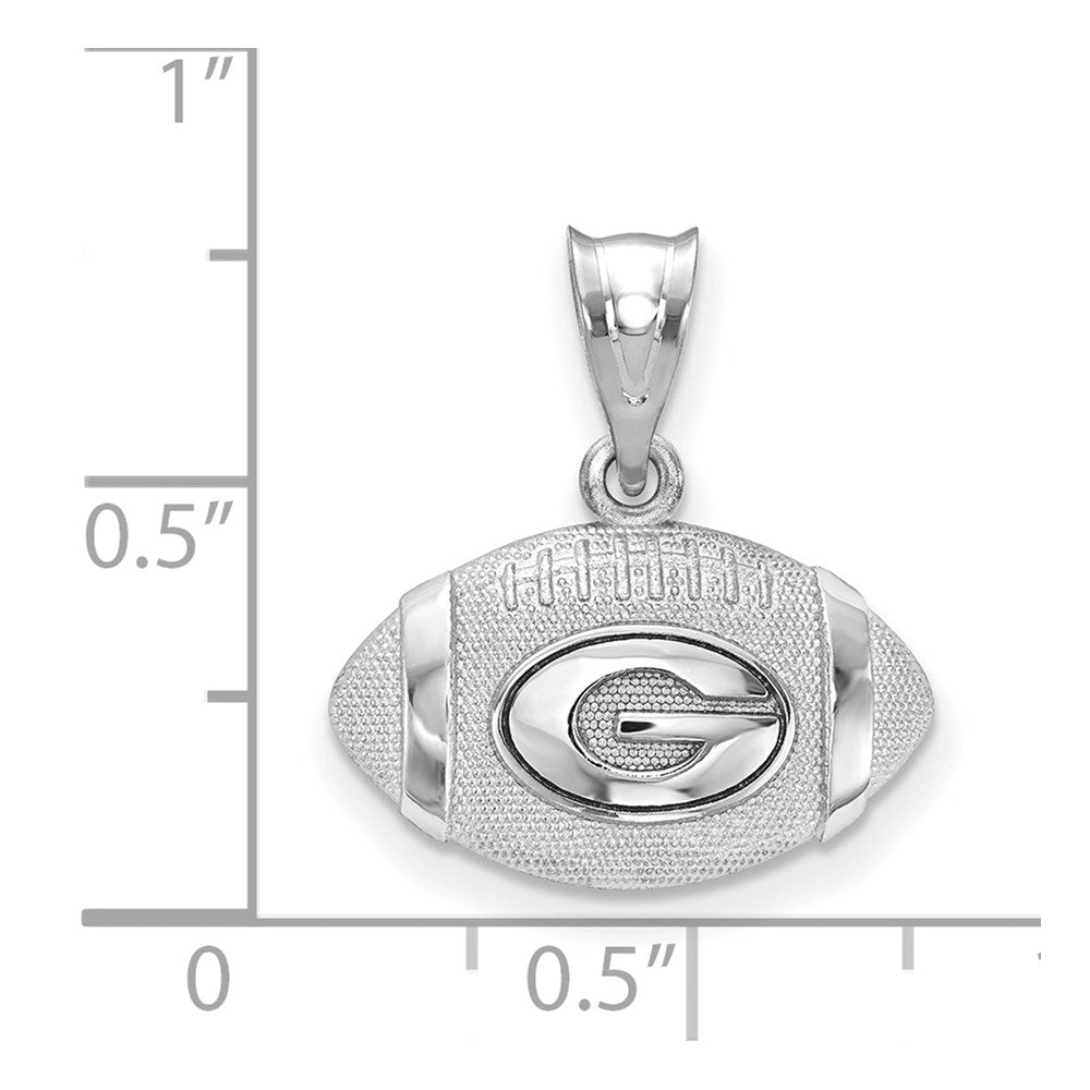 Alternate view of the Sterling Silver Rhodium Plated U. of Georgia MD Domed Football Pendant by The Black Bow Jewelry Co.