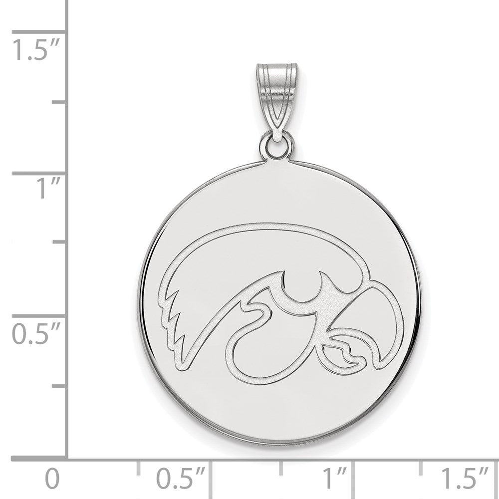 Alternate view of the 10k White Gold University of Iowa XL Round Disc Pendant by The Black Bow Jewelry Co.