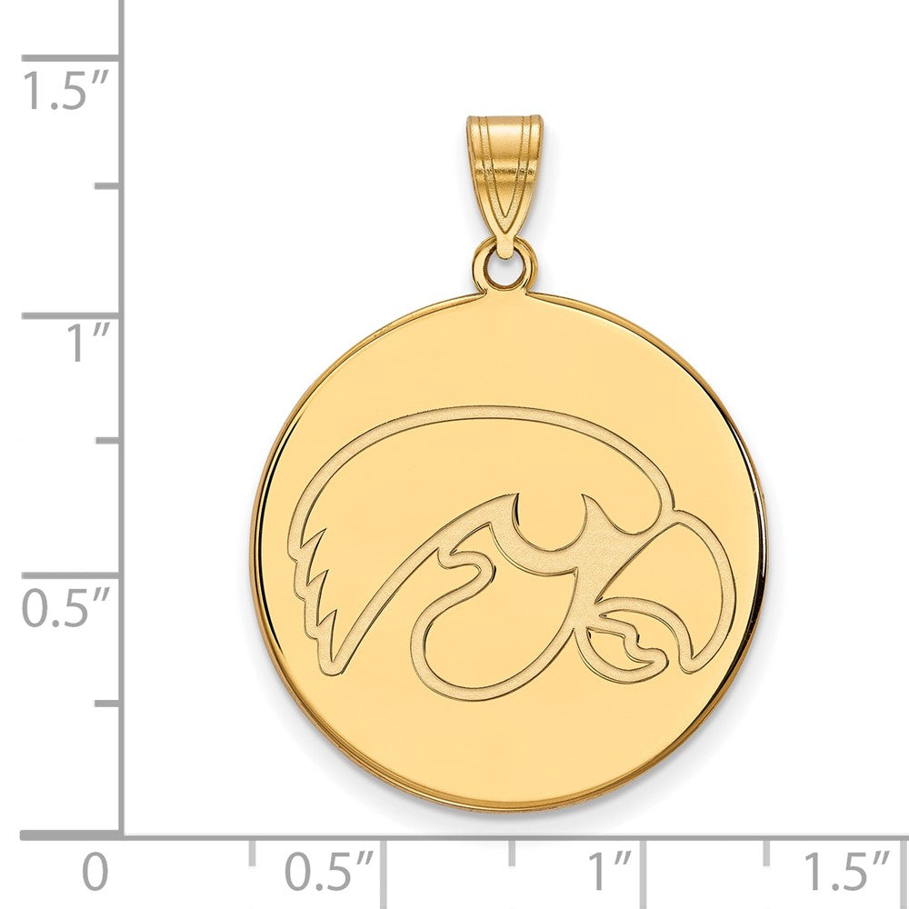 Alternate view of the 10k Yellow Gold University of Iowa XL Round Disc Pendant by The Black Bow Jewelry Co.