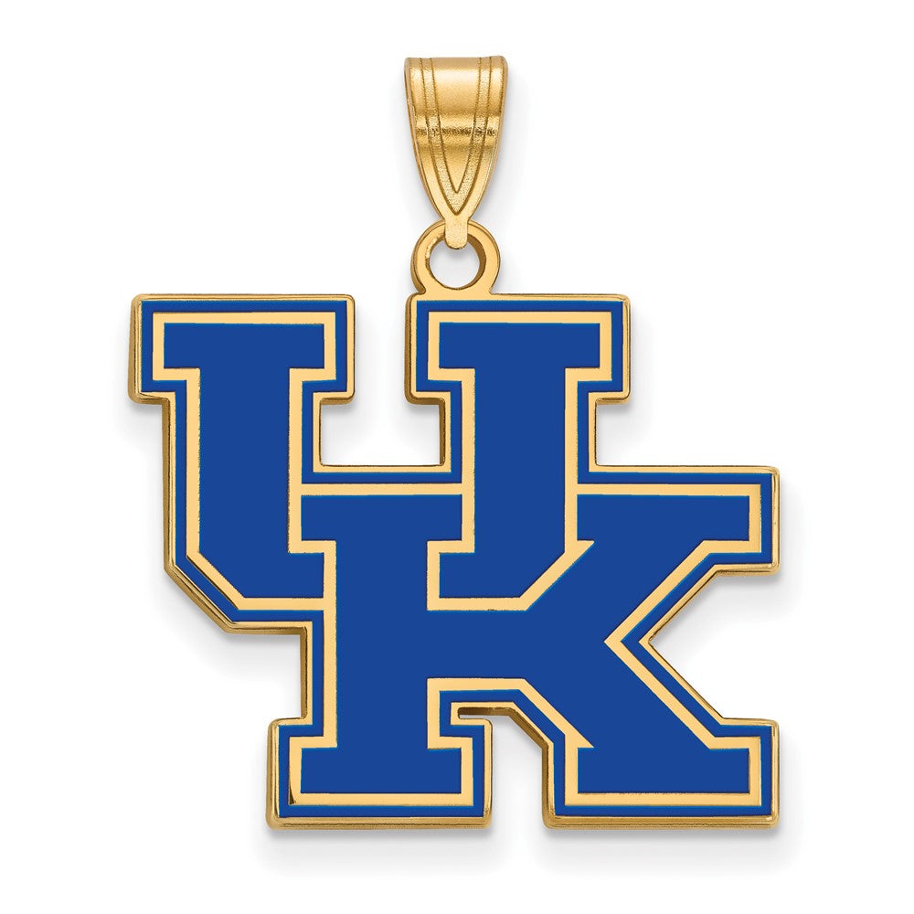 14K Gold Plated Sterling Silver U. of Kentucky Large Enamel Pendant, Item P33693 by The Black Bow Jewelry Co.