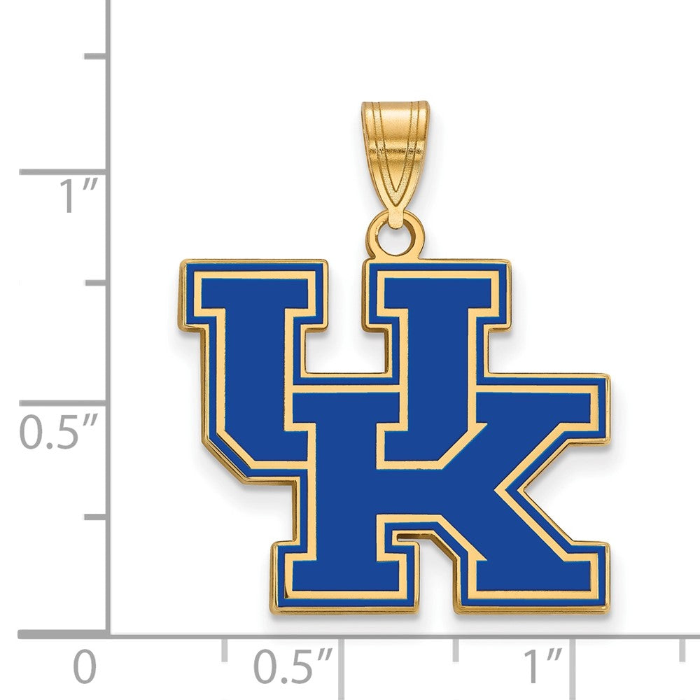 Alternate view of the 14K Gold Plated Sterling Silver U. of Kentucky Large Enamel Pendant by The Black Bow Jewelry Co.