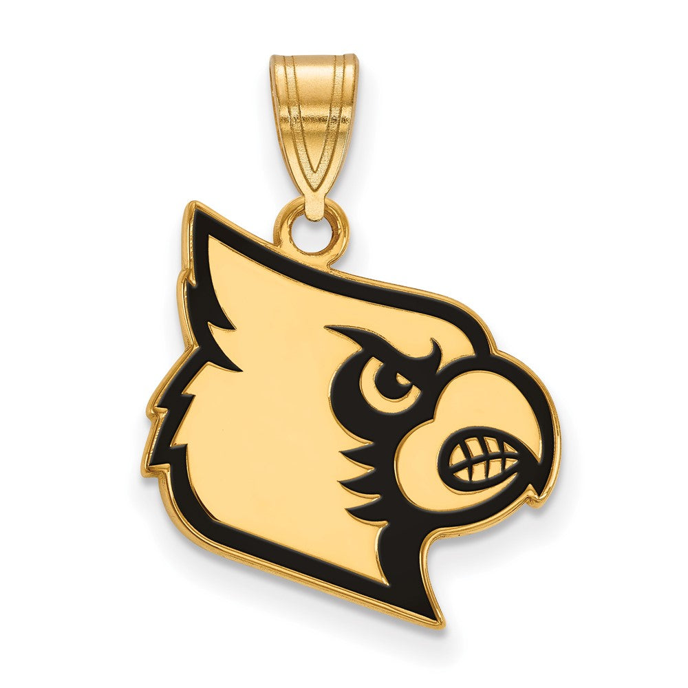 14K Gold Plated Sterling Silver U. of Louisville Large Enamel Pendant, Item P33698 by The Black Bow Jewelry Co.