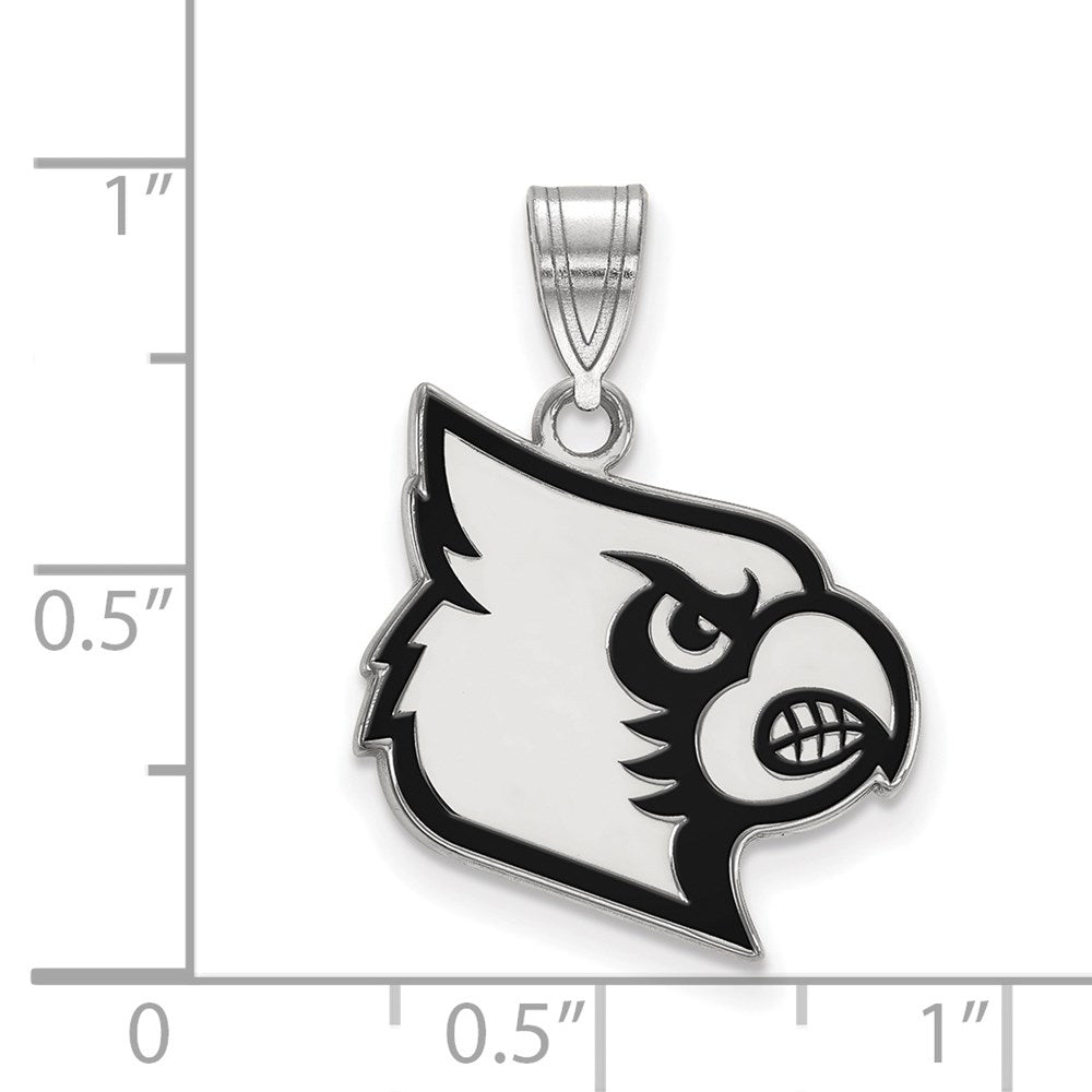Alternate view of the Sterling Silver Rhodium Plated U. of Louisville Large Enamel Pendant by The Black Bow Jewelry Co.