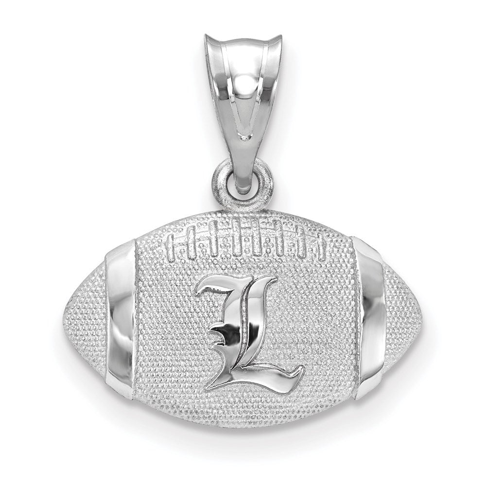 Sterling Silver U. of Louisville Medium Domed Football Pendant, Item P33700 by The Black Bow Jewelry Co.