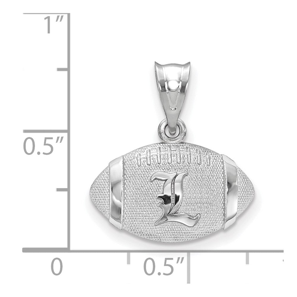 Alternate view of the Sterling Silver U. of Louisville Medium Domed Football Pendant by The Black Bow Jewelry Co.
