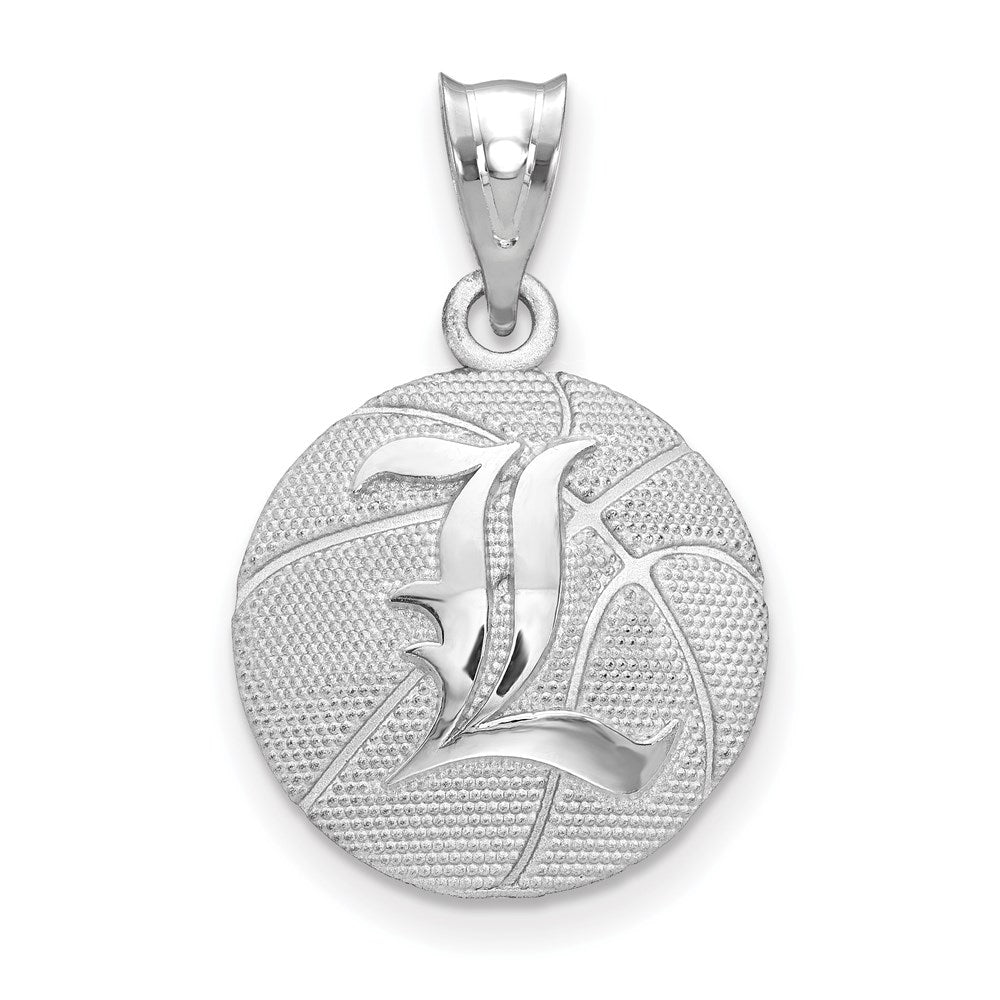 Sterling Silver U. of Louisville Medium Domed Basketball Pendant, Item P33701 by The Black Bow Jewelry Co.