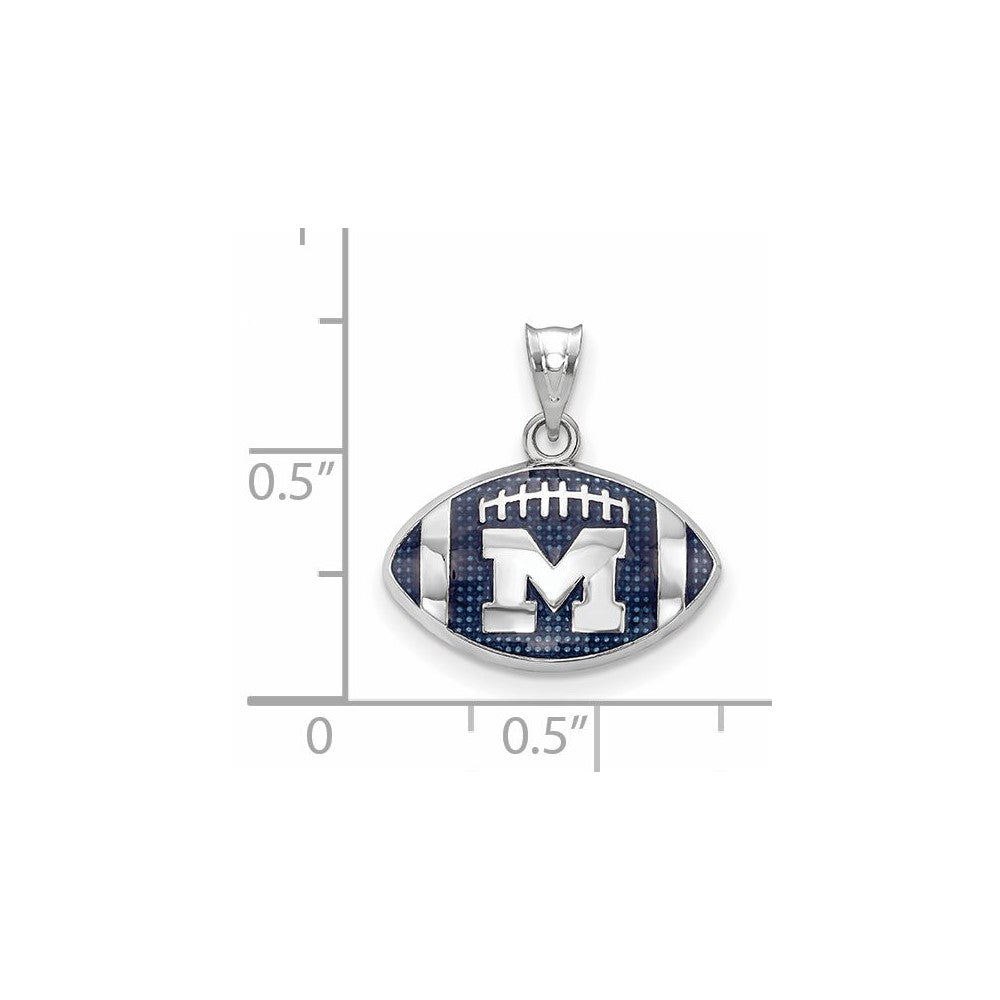 Alternate view of the Sterling Silver U. of Michigan Small Enamel Football Pendant by The Black Bow Jewelry Co.