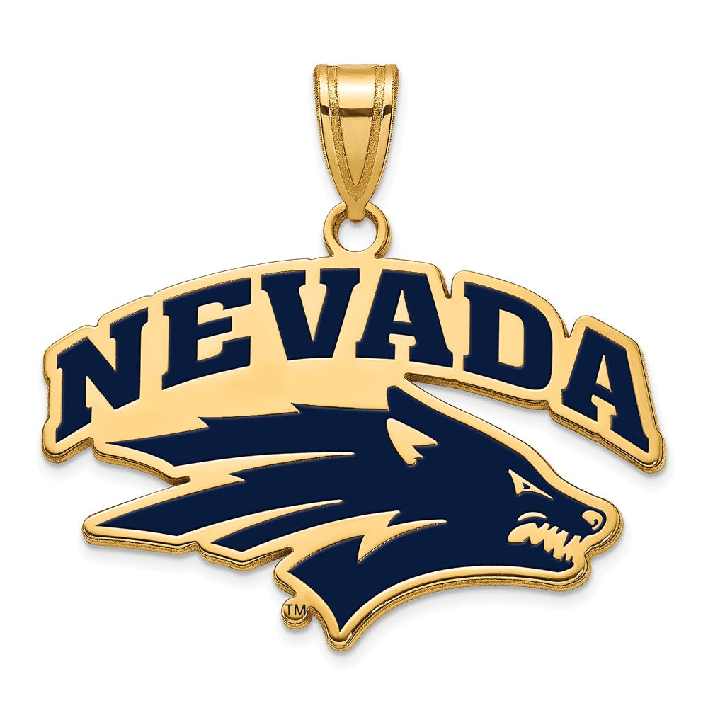14K Gold Plated Sterling Silver U. of Nevada Large Enamel Pendant, Item P33716 by The Black Bow Jewelry Co.