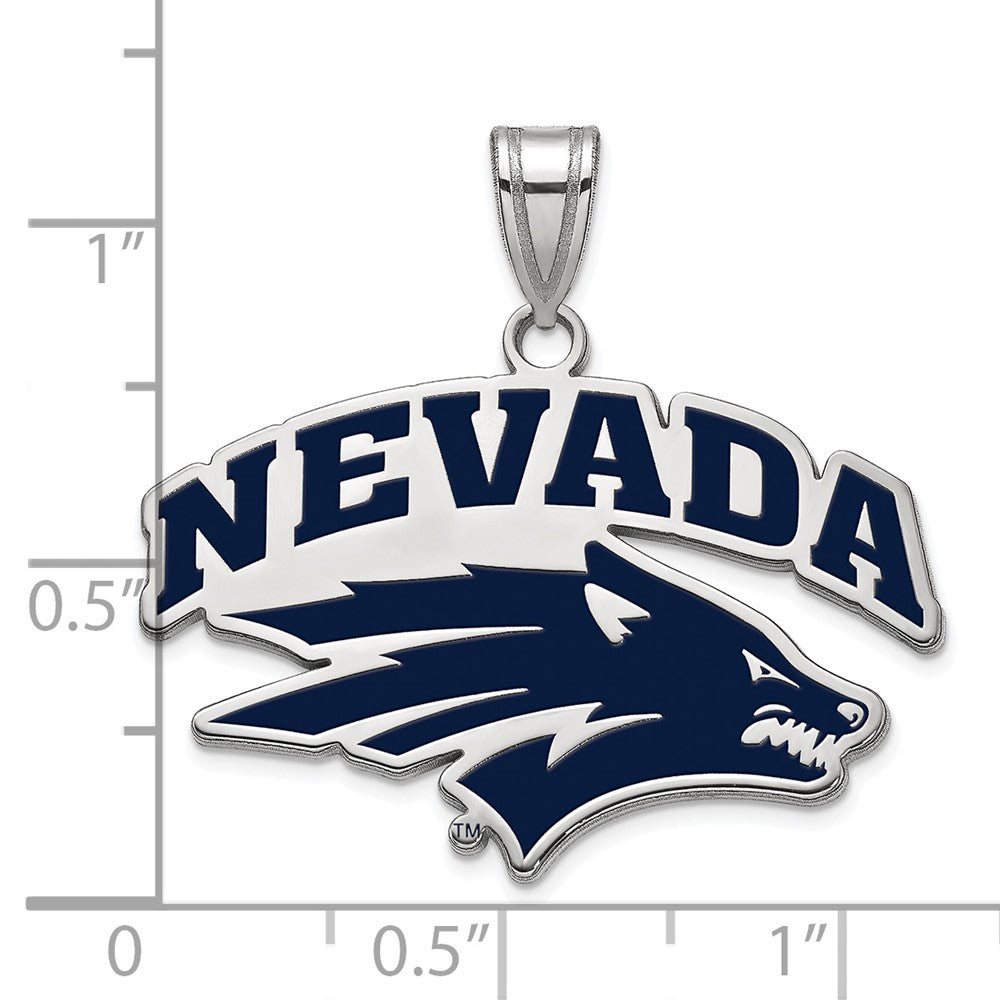 Alternate view of the Sterling Silver Rhodium Plated U. of Nevada Large Enamel Pendant by The Black Bow Jewelry Co.