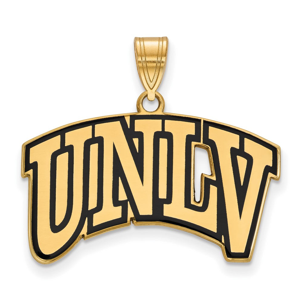 14K Gold Plated Silver U. of Nevada Las Vegas Large Enamel Pendant, Item P33718 by The Black Bow Jewelry Co.
