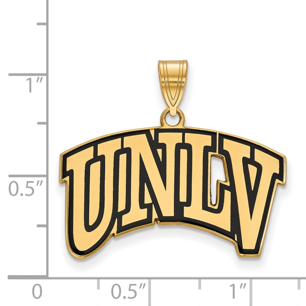 Alternate view of the 14K Gold Plated Silver U. of Nevada Las Vegas Large Enamel Pendant by The Black Bow Jewelry Co.