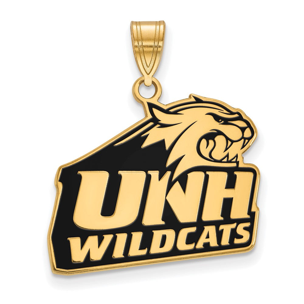 14K Gold Plated Silver U. of New Hampshire Large Enamel Logo Pendant, Item P33720 by The Black Bow Jewelry Co.