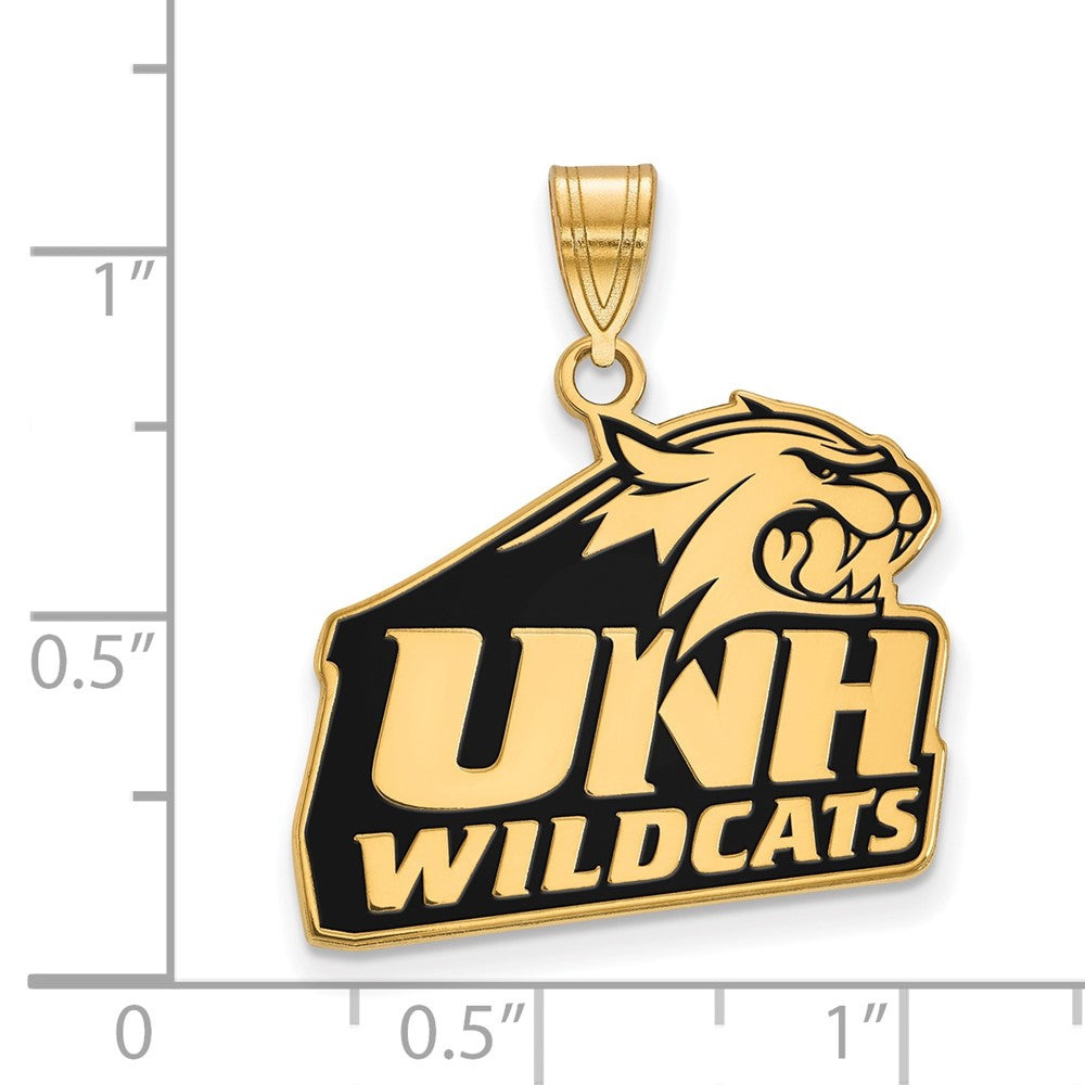 Alternate view of the 14K Gold Plated Silver U. of New Hampshire Large Enamel Logo Pendant by The Black Bow Jewelry Co.