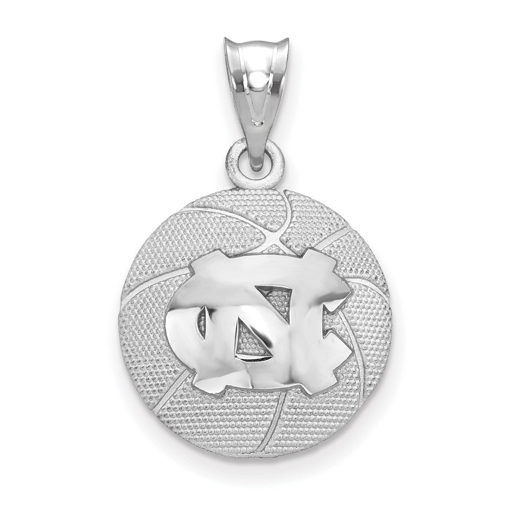 Sterling Silver U. of North Carolina MD Domed Basketball Pendant, Item P33724 by The Black Bow Jewelry Co.