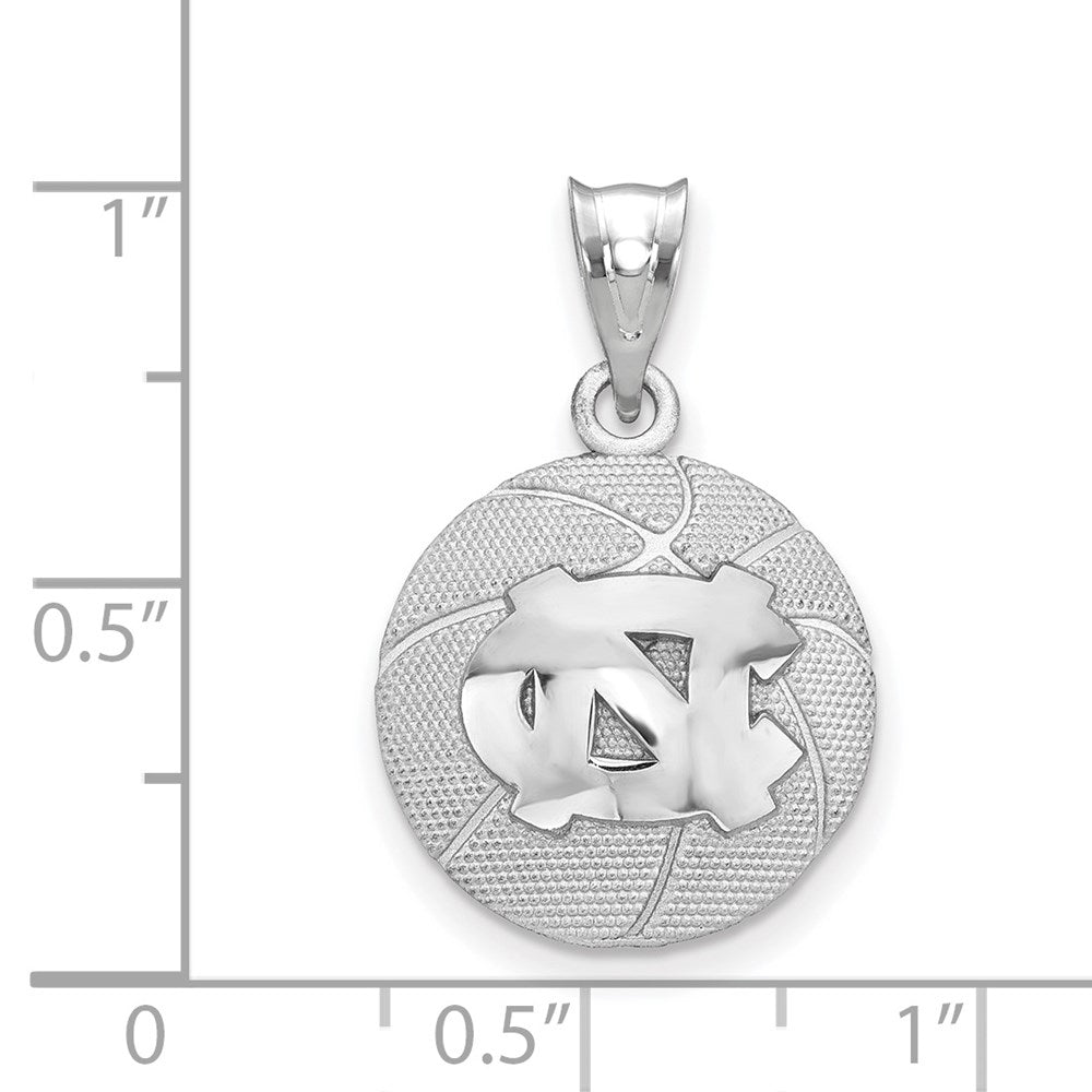 Alternate view of the Sterling Silver U. of North Carolina MD Domed Basketball Pendant by The Black Bow Jewelry Co.