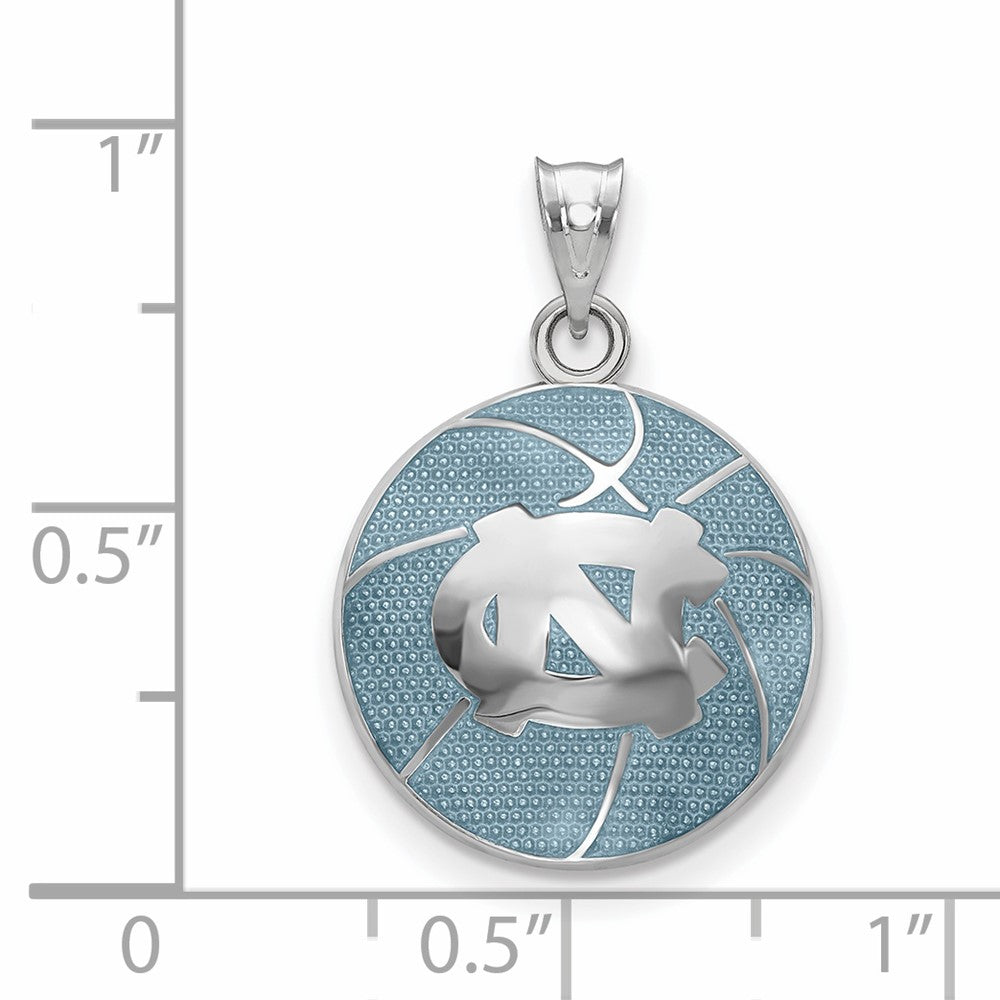 Alternate view of the Sterling Silver U of North Carolina MD Enamel Domed Basketball Pendant by The Black Bow Jewelry Co.