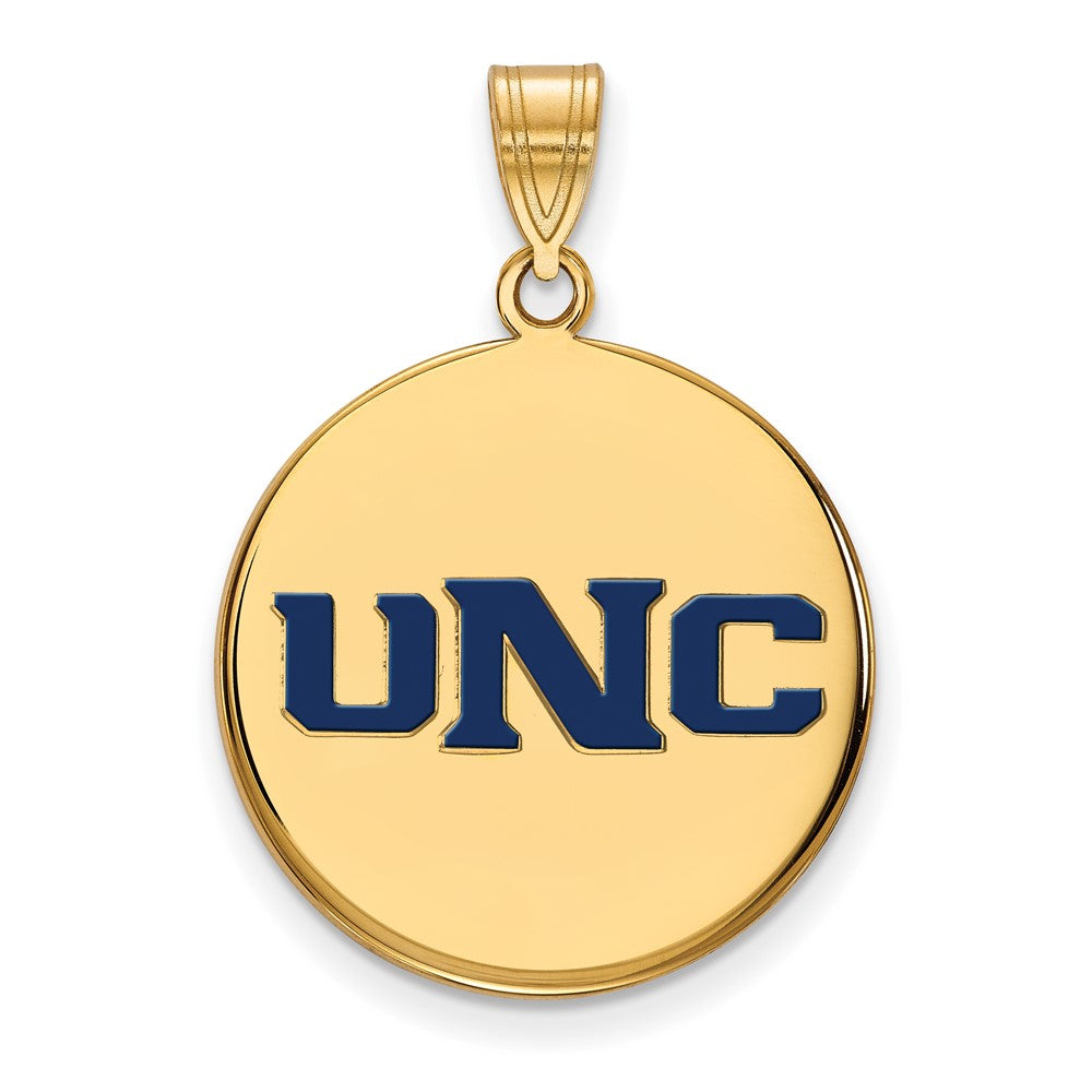 14K Gold Plated Silver U of Northern Colorado LG Enamel Disc Pendant, Item P33726 by The Black Bow Jewelry Co.