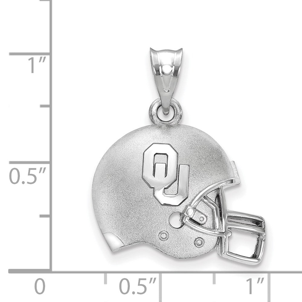 Alternate view of the Sterling Silver University of Oklahoma 3D Football Helmet Pendant by The Black Bow Jewelry Co.