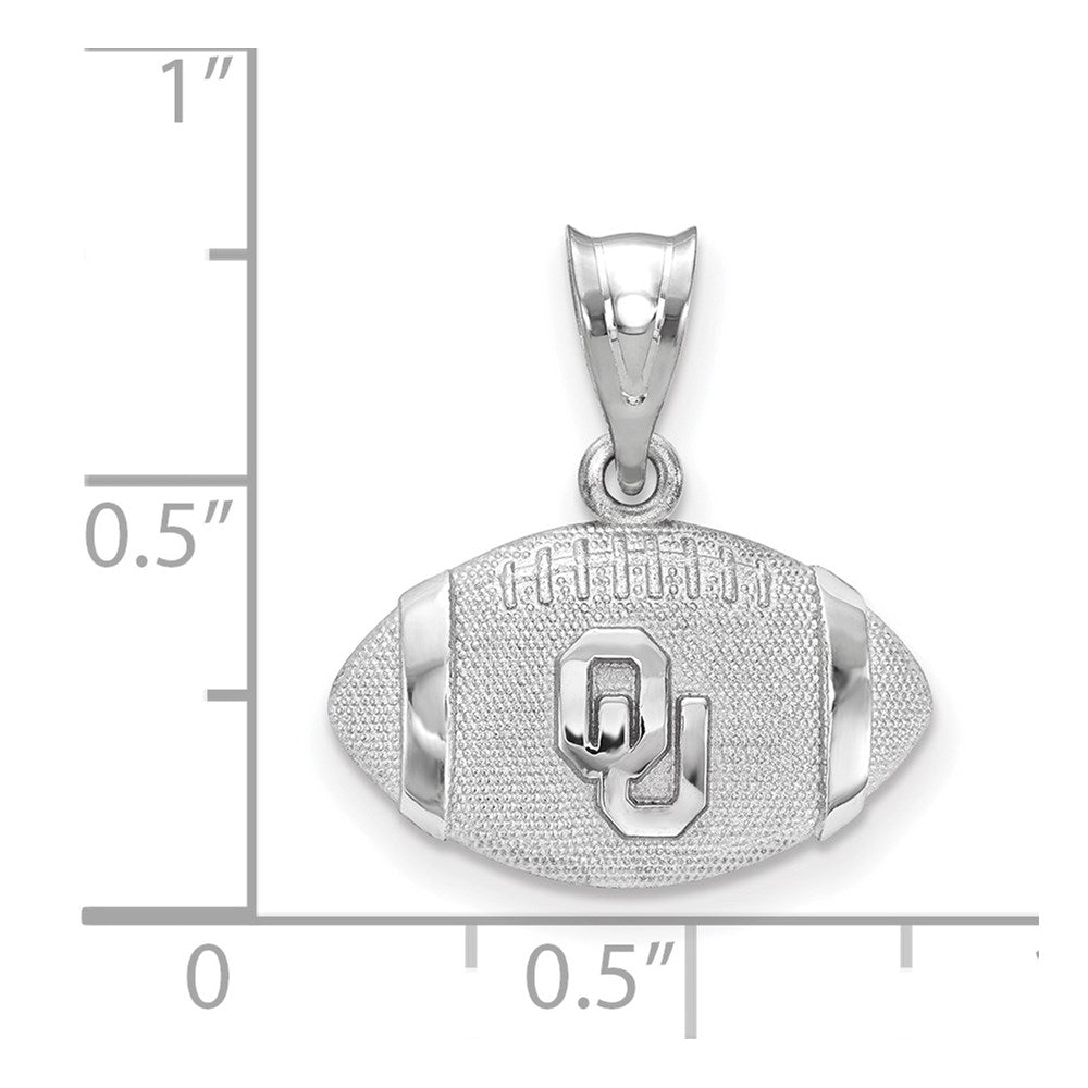 Alternate view of the Sterling Silver University of Oklahoma MD Domed Football Pendant by The Black Bow Jewelry Co.