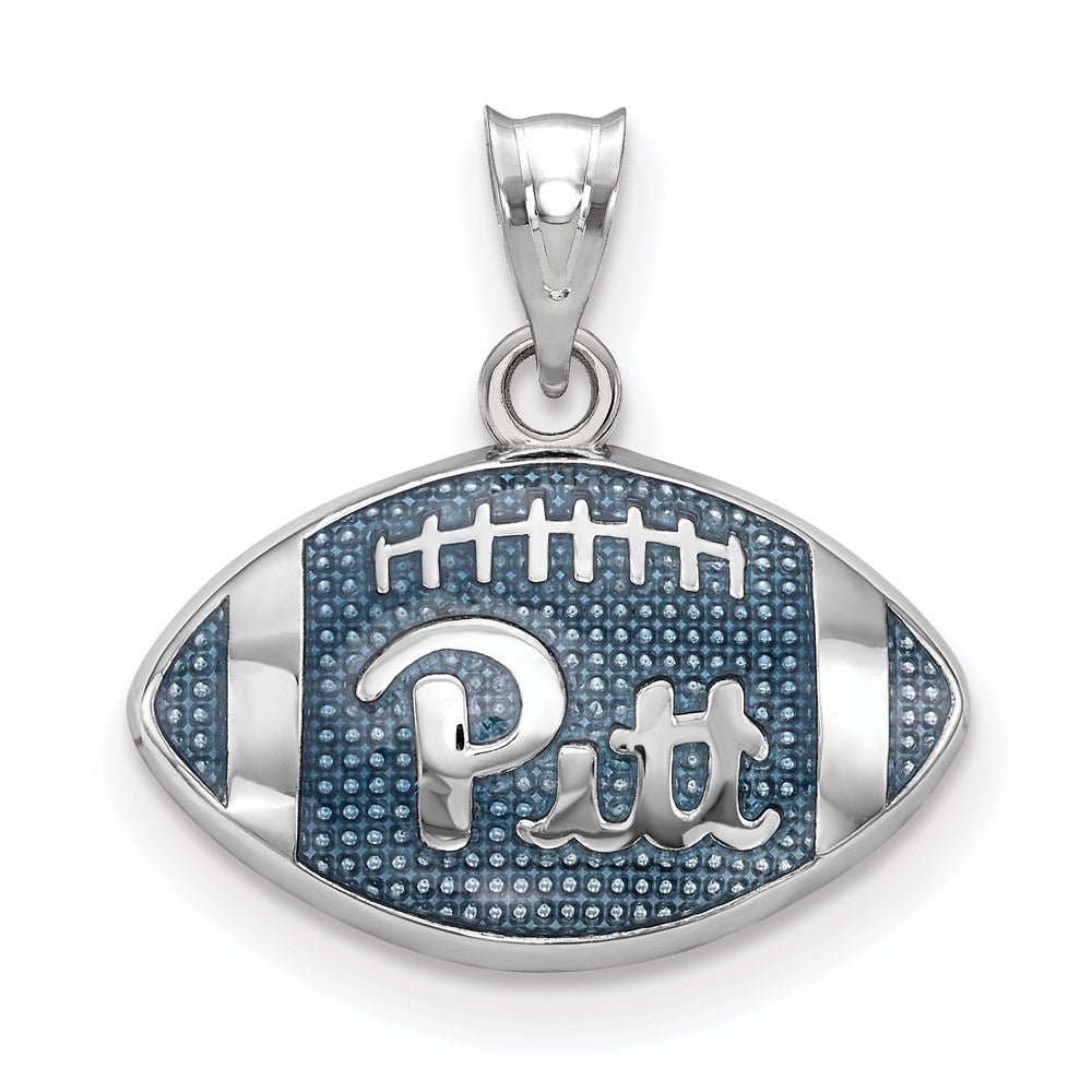 Sterling Silver University of Pittsburgh Small Enamel Football Pendant, Item P33731 by The Black Bow Jewelry Co.