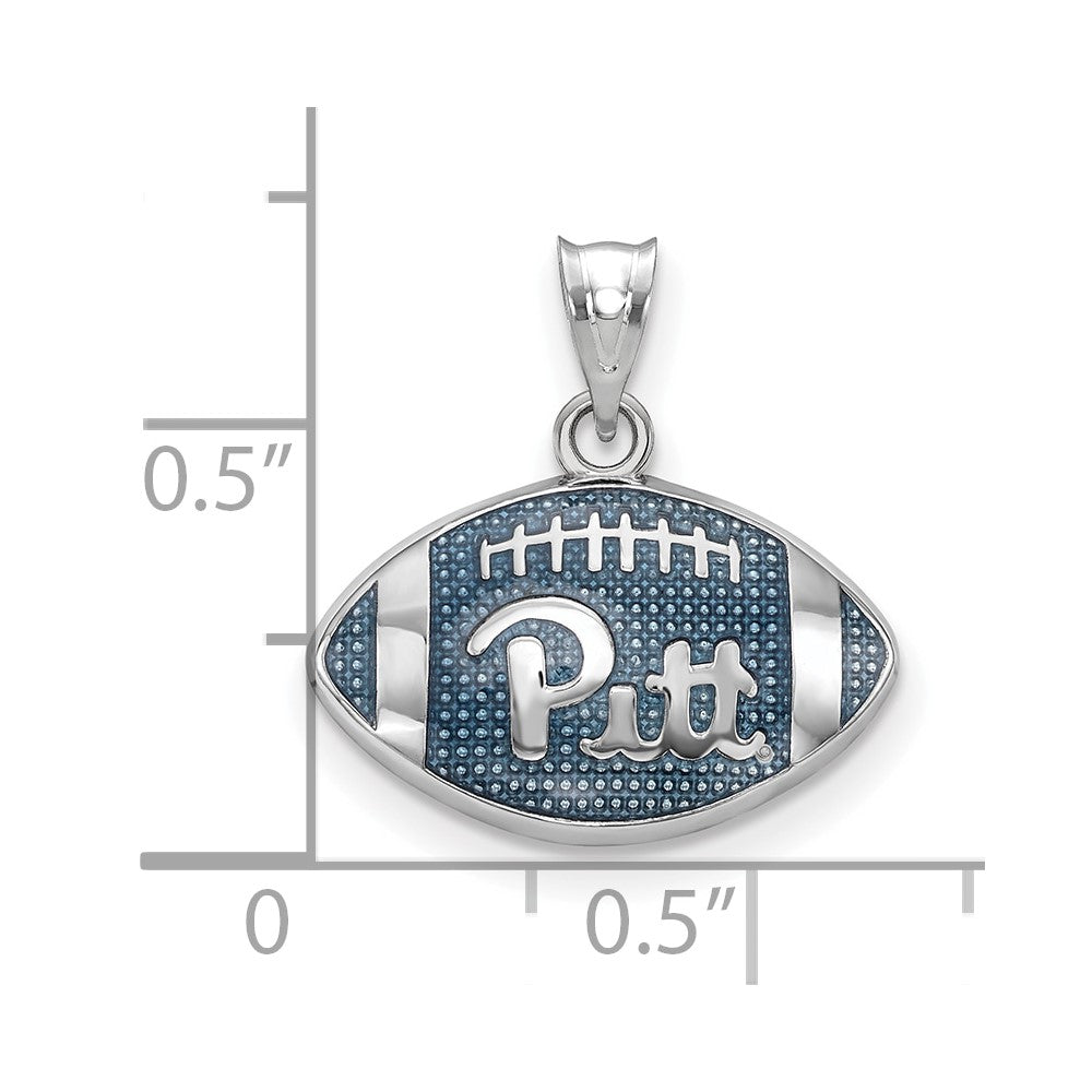 Alternate view of the Sterling Silver University of Pittsburgh Small Enamel Football Pendant by The Black Bow Jewelry Co.