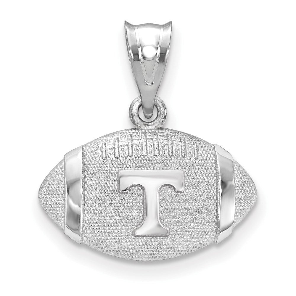 Sterling Silver University of Tennessee Medium Domed Football Pendant, Item P33732 by The Black Bow Jewelry Co.