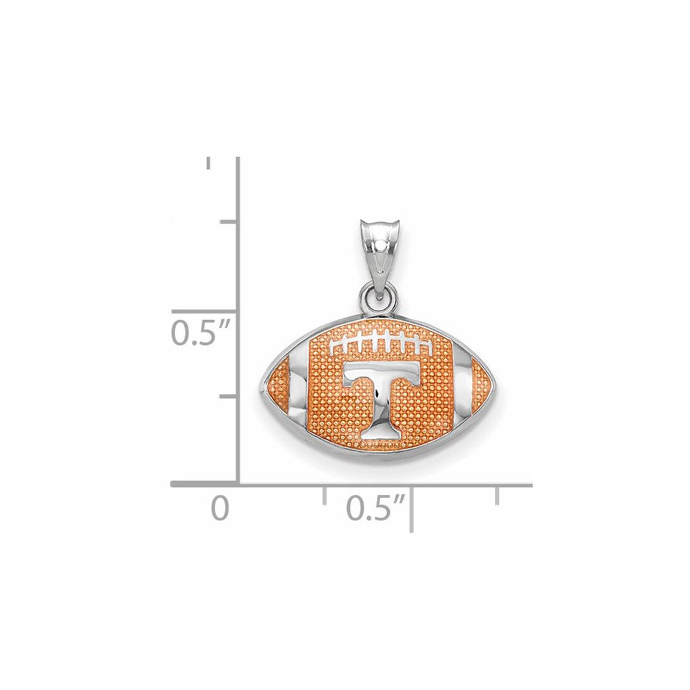 Alternate view of the Sterling Silver University of Tennessee Small Enamel Football Pendant by The Black Bow Jewelry Co.