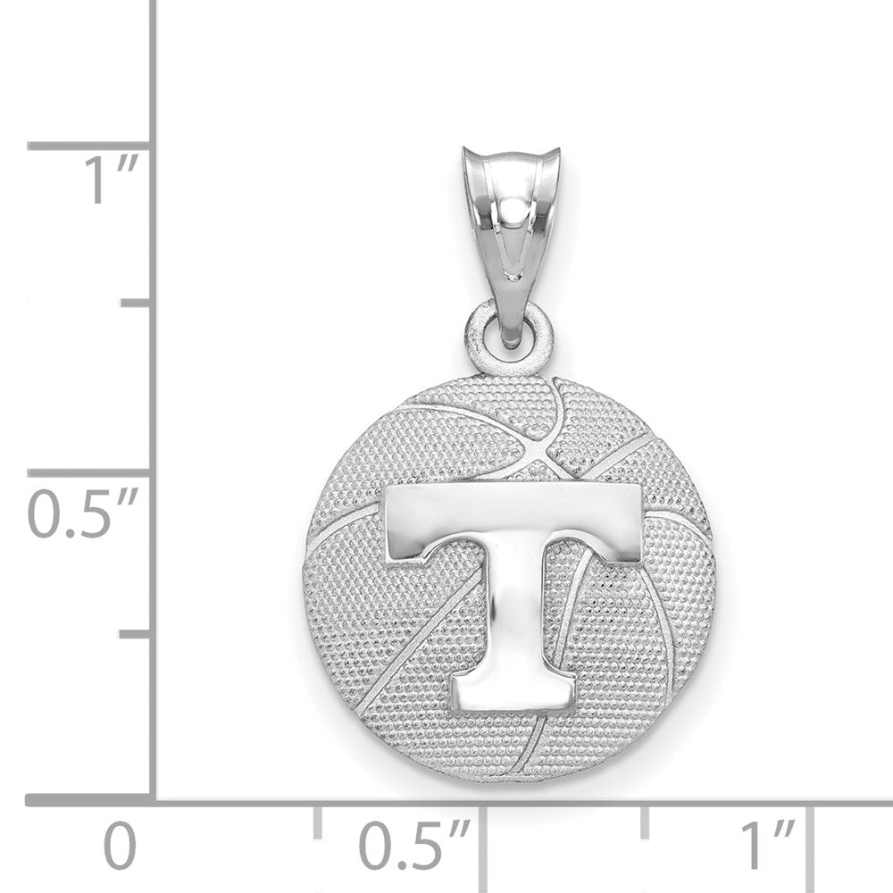 Alternate view of the Sterling Silver University of Tennessee MD Domed Basketball Pendant by The Black Bow Jewelry Co.