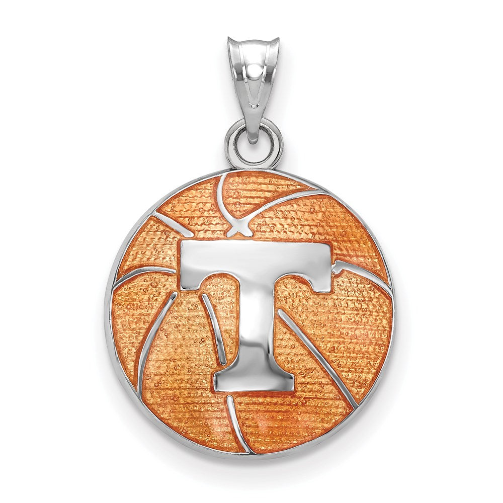 Sterling Silver University of Tennessee MD Enamel Basketball Pendant, Item P33735 by The Black Bow Jewelry Co.